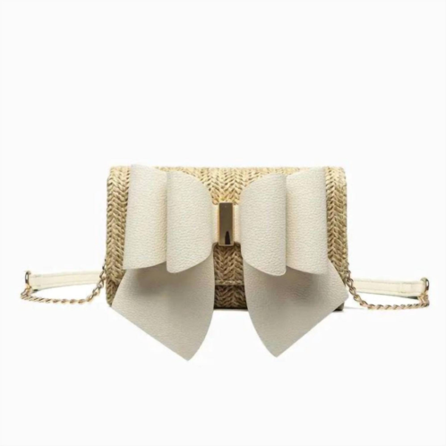 Like Dreams womens bonnie straw wallet bowtie crossbody bag in white