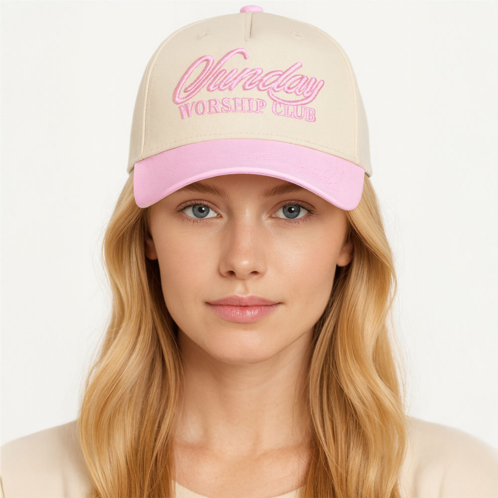 FASHNZFAB sunday worship club embroidered five panel canvas baseball cap