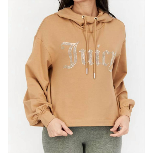 Juicy Couture big bling balloon sleeve hoodie in tan