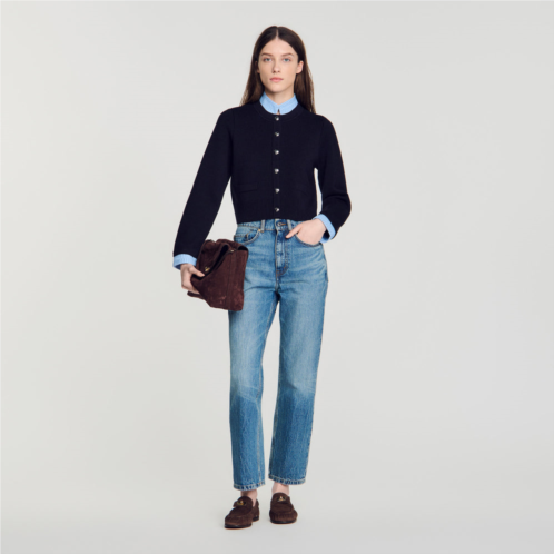 Sandro two-tone origami collar cardigan