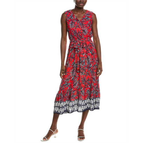 Jones New York v-neck sleeveless smocked waist midi dress