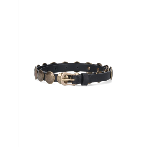 GOLDEN GOOSE black trinidad gold-tone studded leather belt