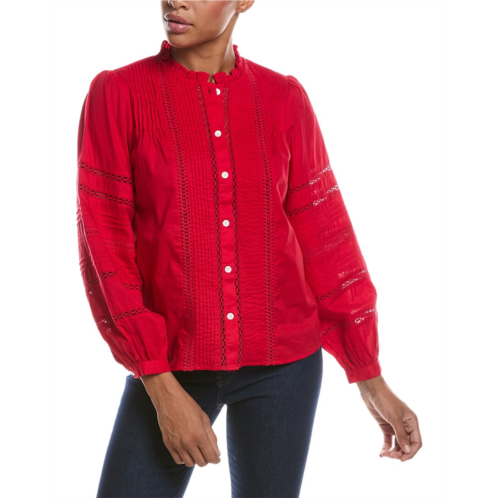Madewell high neck lace insert pintuck top
