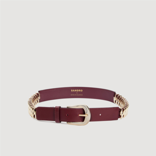Sandro leather and metal belt