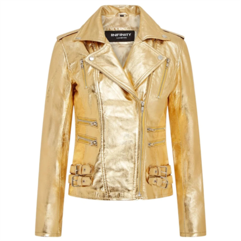 TruClothing real lamb nappa leather vintage gothic buckle biker jacket