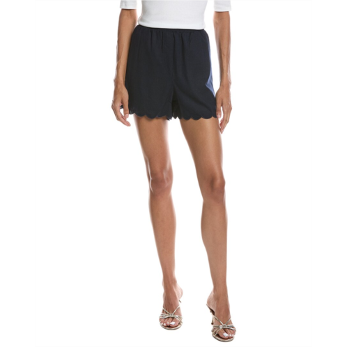 CeCe scallop edge linen-blend short
