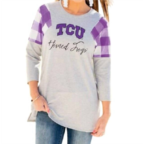 Gameday Couture tcu get in check tunic in grey/purple