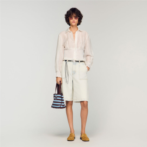 Sandro smocked linen shirt