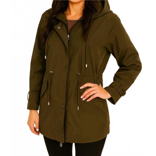 Angel Apparel metallic short rain jacket in army