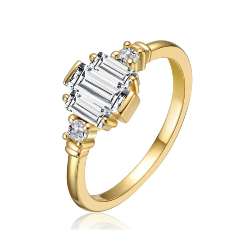 Rachel Glauber 14k gold plated with clear cubic zirconia cocktail ring