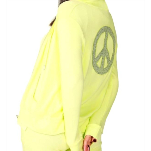 French kyss zip peace hoodie in lime