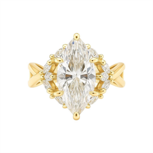 Allyanna Gifts womens marquise moissanite cluster ring in gold