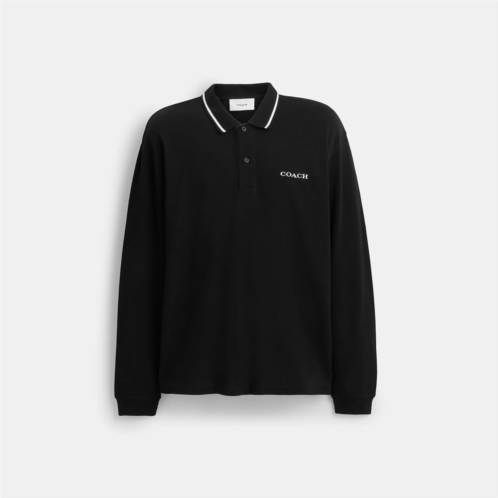 Coach Outlet signature trim long sleeve polo in regenerative cotton