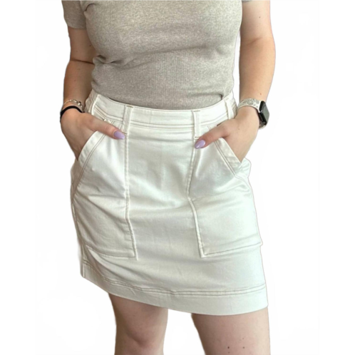 TRIBAL audrey pull on denim skort in cocomilk