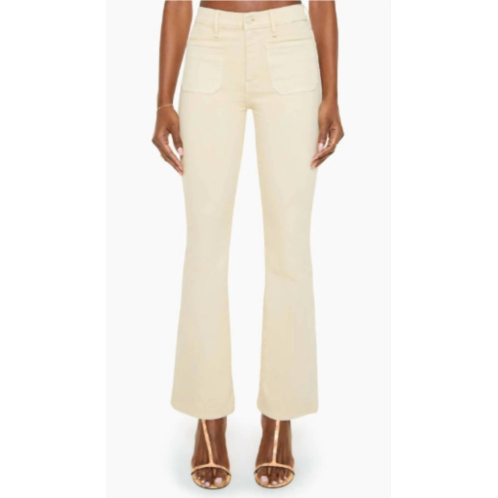 Mother the patch pocket weekender flare jean in wacky khaki