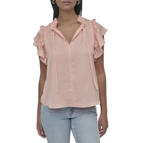 DKNY ruffle neck top