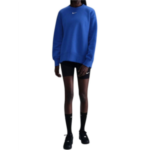NIKE phoenix fleece crew sweatshirt in game royal/white