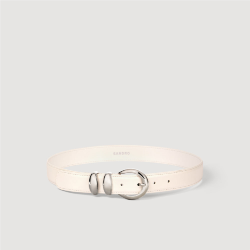 Sandro leather belt with metal buckle