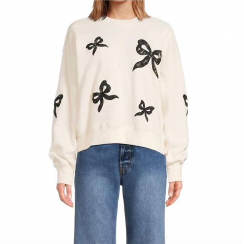 LoveShackFancy linetta pullover sweatshirt in cream