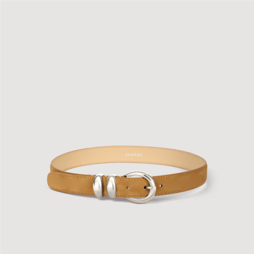 Sandro leather belt with metal buckle