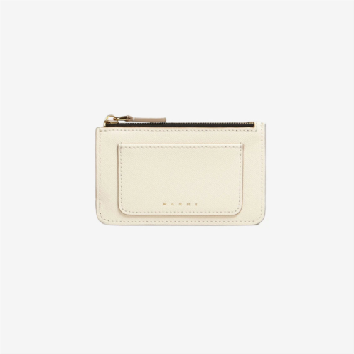 Marni saffiano leather card case - talc grey