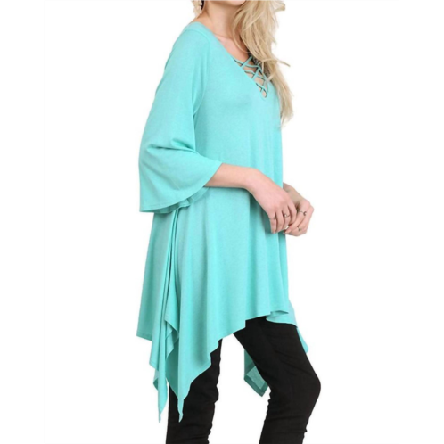 Umgee crossed bell sleeve asymmetrical tunic in mint