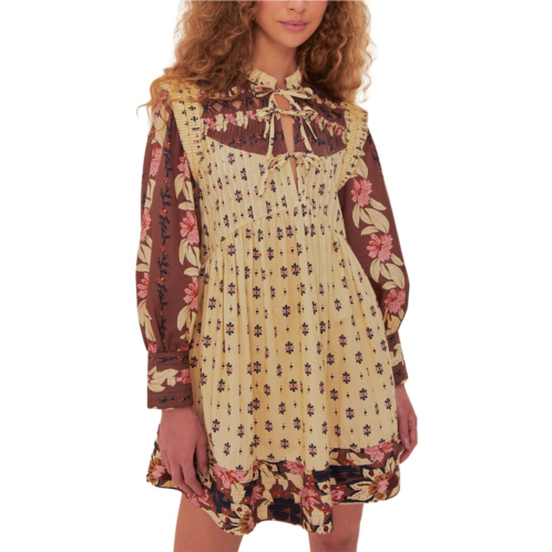 FARM Rio ainika maxi floral cream open yoke mini dress