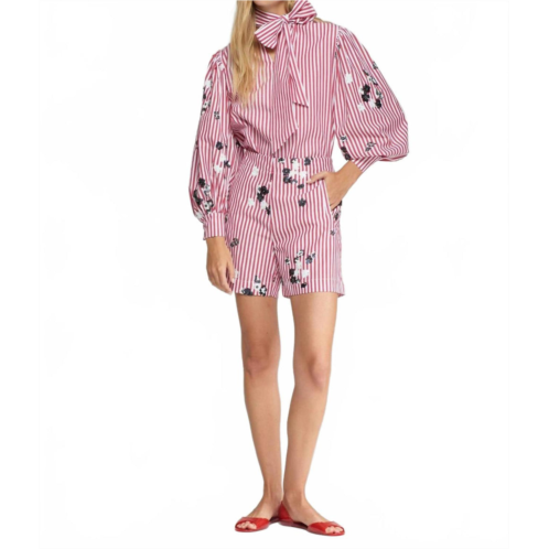 Vilagallo striped flower and sequin shorts in raya roja