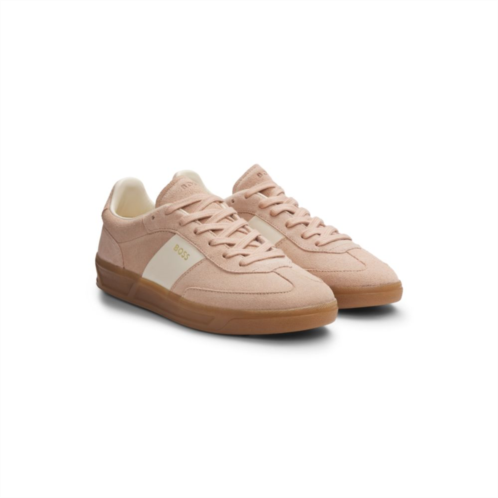 BOSS suede trainers with smooth-leather trims