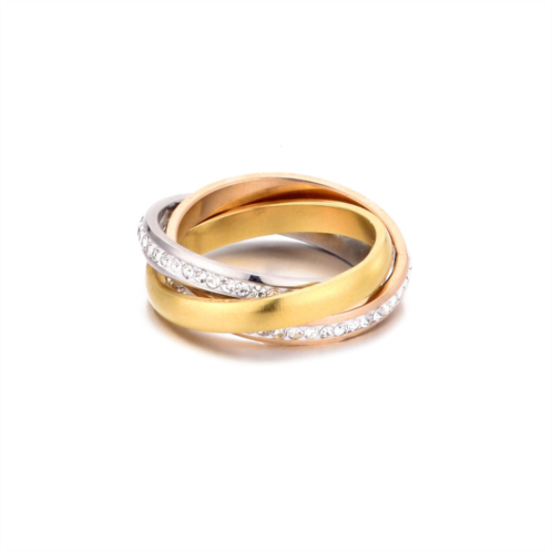 Adornia tarnish resistant two-tone cz rolling eternity bands