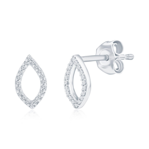 Simona sterling silver marquise diamond stud earrings
