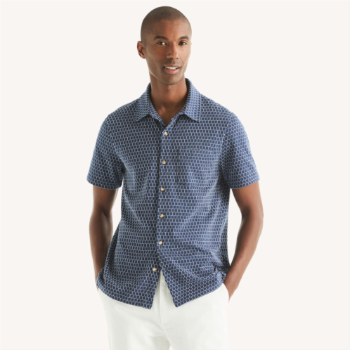 Nautica mens classic fit printed button-front polo