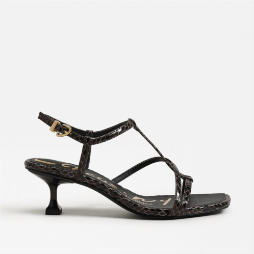 Circus by Sam Edelman womens jaida kitten heel sandals in dark brown snakeskin