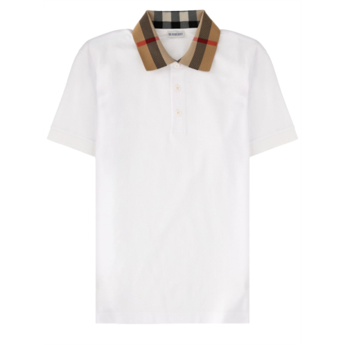 BURBERRY slim fit check collar cotton polo shirt