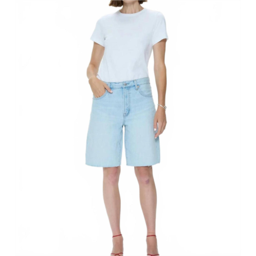 PISTOLA nolan relaxed straight cut off denim shorts in postcards vintage