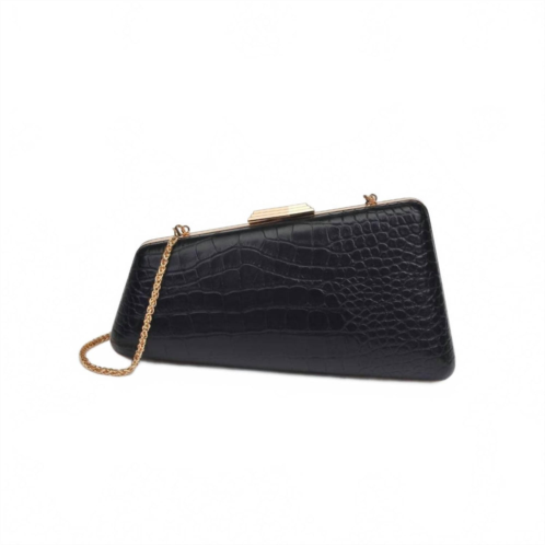 Urban Expressions womens irene croco asymmetrical evening bag in black