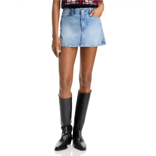 RE/DONE the slacker denim mini skirt in mid fade