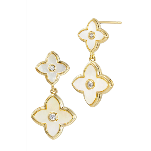 SAVVY CIE JEWELS 18k yellow gold plated mother of pearl cz drop earrings