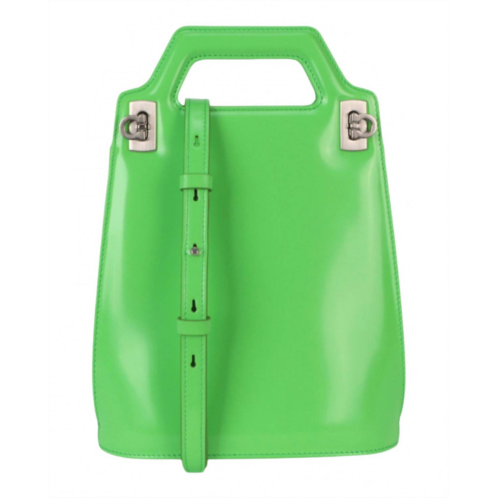 Salvatore Ferragamo womens micro wanda patent leather shoulder bag in green