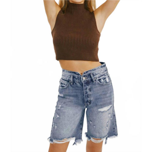 KanCan ultra high rise 90s bermuda shorts in medium wash