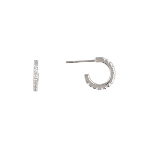 Adornia crystal huggie hoop earrings silver