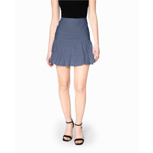 Nicole Miller cotton metal flounce mini skirt in denim blue