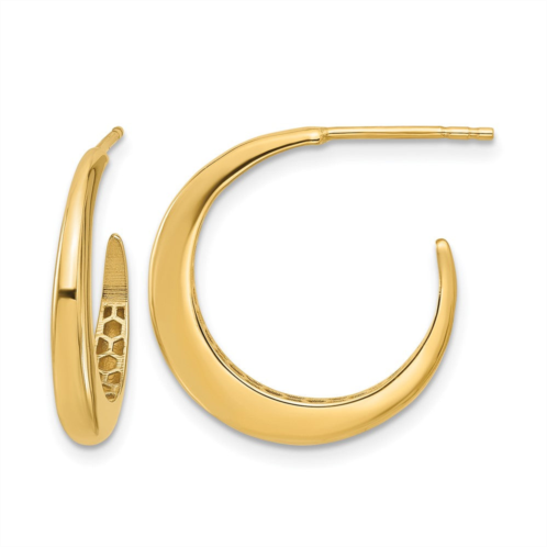Diamond2Deal 14k yellow gold j-hoop post earrings 20.24 mm