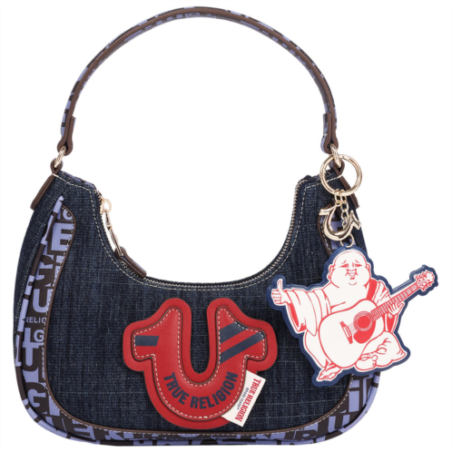 True Religion graphic trim denim hobo bag with buddha charm