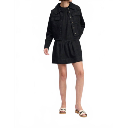 En Saison embroidered denim jacket in black