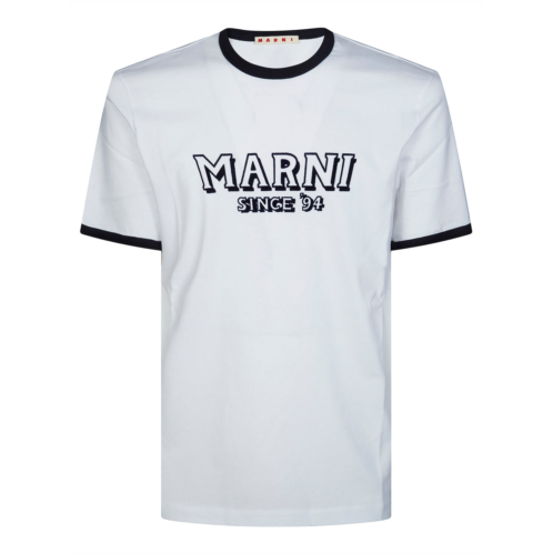 MARNI white crew neck outlined t-shirt