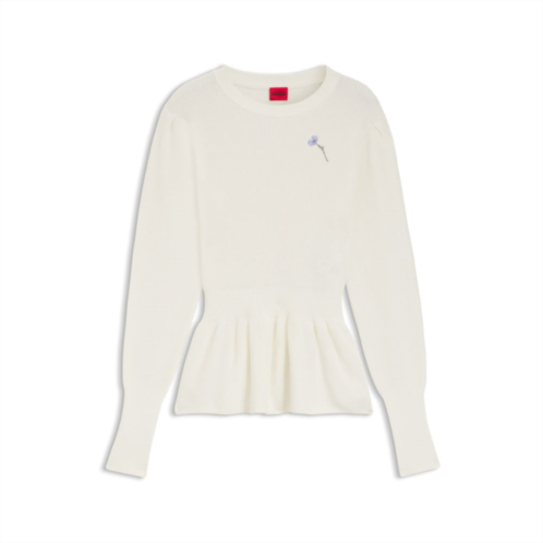 HUGO cotton sweater with detachable floral brooch