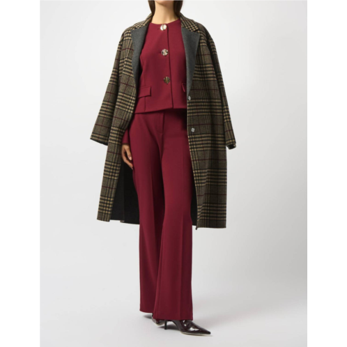 Joseph Ribkoff plaid long overcoat in camel/multi