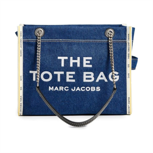 marc jacobs the denim chain medium tote bag - dark wash