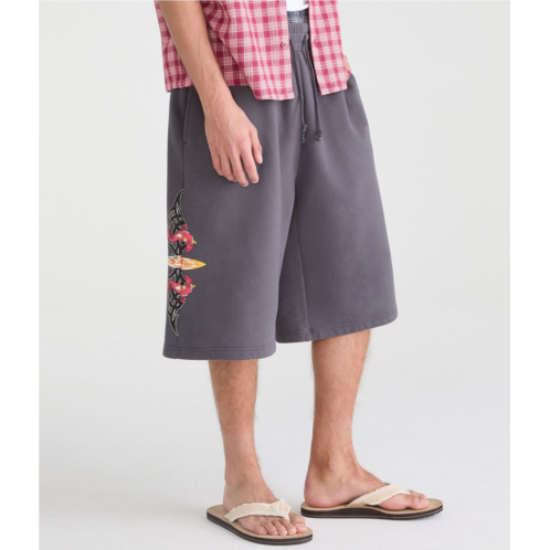 Aeropostale quiksilver dragon tattoo super baggy fleece shorts